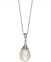 Cultured Freshwater Pearl (9mm) Claw Pendant Necklace 18" 14K Yellow Gold (Also available White or Rose Gold)