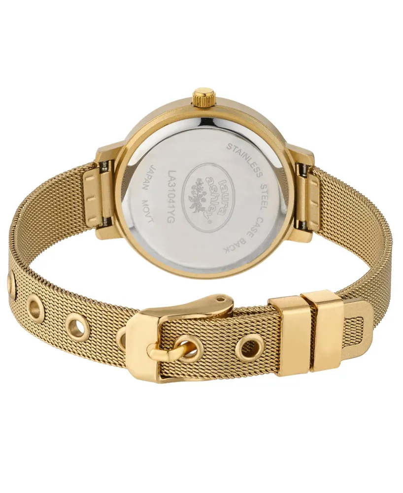 Laura Ashley Spray Gold Mesh Powered Glitz Dial Watch