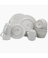 Elama Retro Chic 16 Piece Glazed Dinnerware Set In Black