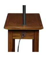 Leick Home Favorite Finds Rustic Slate Tile Chairside Swing Arm Lamp Table with Burlap Shade