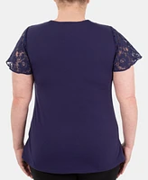Ny Collection Lace-Contrast Top