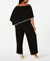 Msk Plus Off-The-Shoulder Poncho Jumpsuit