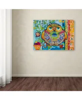 Oxana Ziaka 'Judaica Folk Owl' Canvas Art