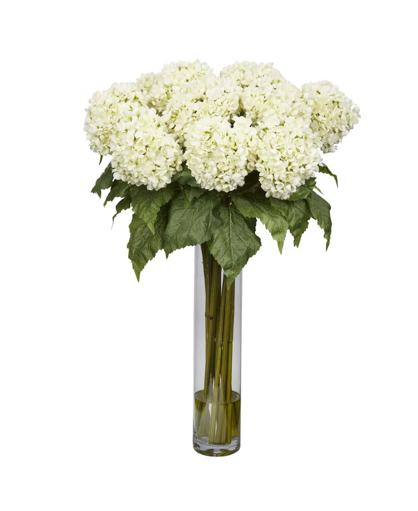Nearly Natural Hydrangea w/ Cylinder Silk Flower Arrangement
