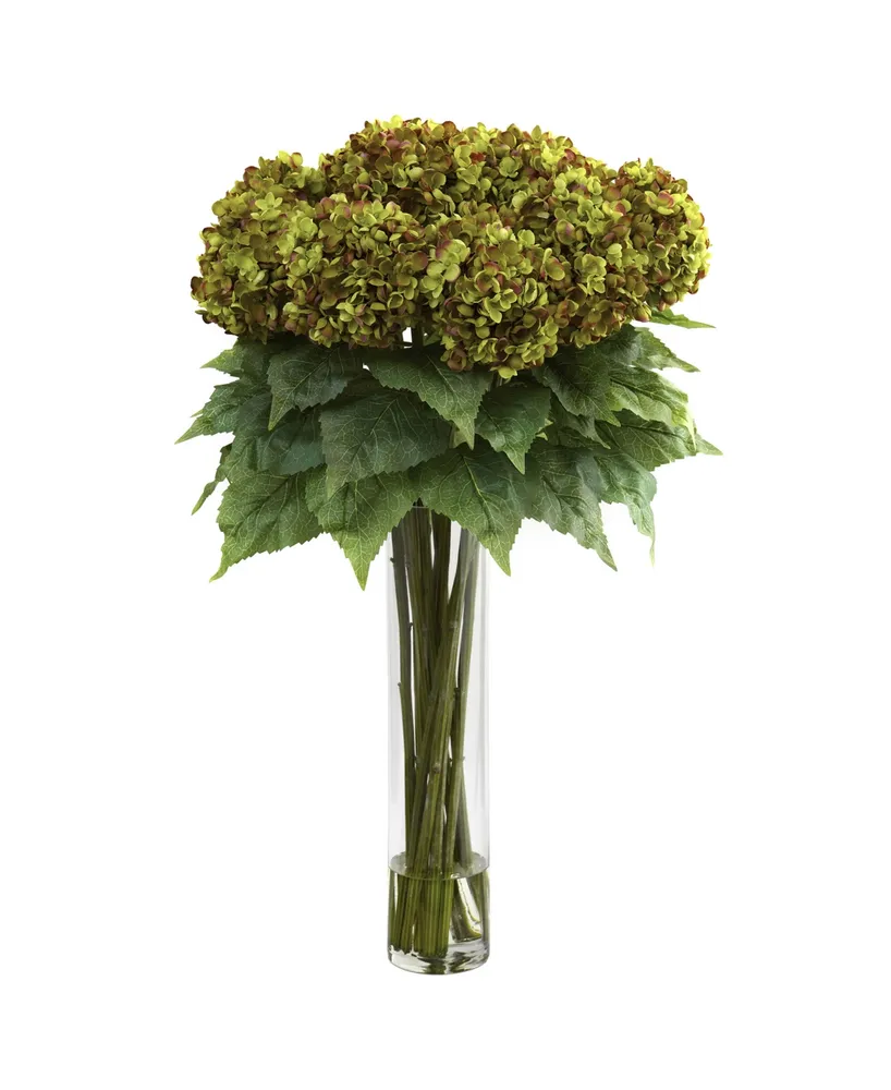 Nearly Natural Hydrangea w/ Cylinder Silk Flower Arrangement