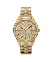 Jbw Women's Cristal Diamond (1/8 ct.t.w.) 18k Gold Plated Stainless Steel Watch