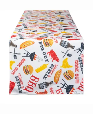 Bbq Fun Print Outdoor Table Runner 14" X 72"