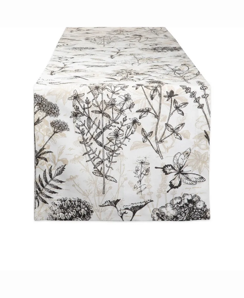 Botanical Print Table Runner 14" X 72""