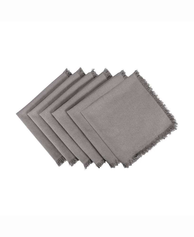 Solid Gray Heavyweight Fringed Napkin Set of 6