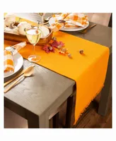 Solid Pumpkin Spice Heavyweight Fringed Table Runner 14" X 72"