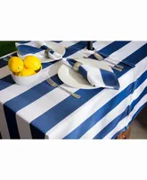 Nautical Blue Cabana Stripe Outdoor Table cloth with Zipper 60" X 120"