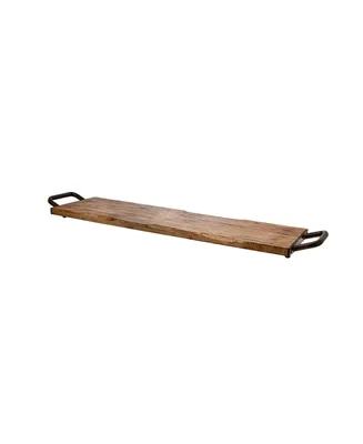 Godinger Wood Tray With Metal Handle