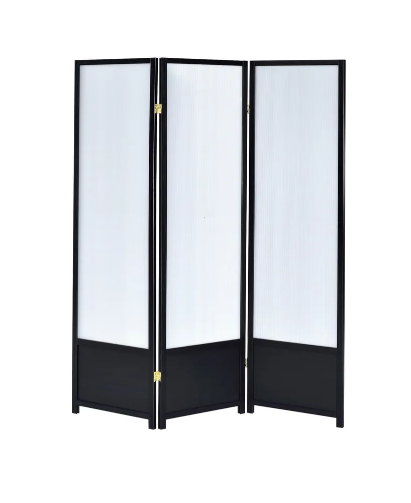 Troy 3-Panel Folding Floor Screen with Translucent Inserts