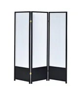 Troy 3-Panel Folding Floor Screen with Translucent Inserts