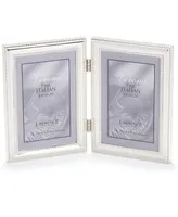 Lawrence Frames Hinged Double Metal Picture Frame Silver-Plate with Delicate Beading