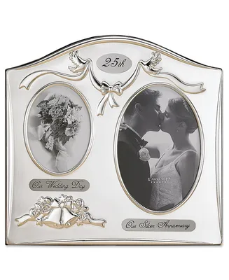 Lawrence Frames Satin Silver and Brass Plated 2 Opening Picture Frame - 25 th Anniversary Design