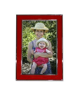 Lawrence Frames Silver Plated Metal with Red Enamel Picture Frame