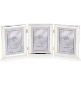 Lawrence Frames 510745T Silver Plated Double Bead Hinged Triple Picture Frame - 4" x 5"