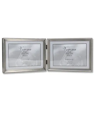 Lawrence Frames 11575D Brushed Pewter Bead Hinged Double Picture Frame - 7" x 5 "
