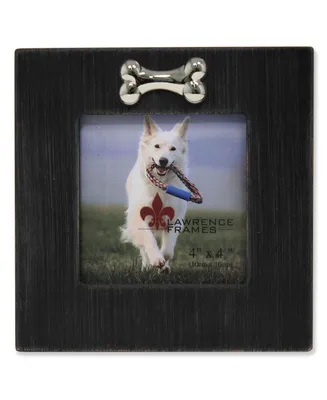 Lawrence Frames Black Wash Dog Frame with Bone Ornament - 4" x 4"