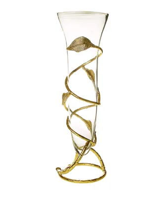 Classic Touch Glass Vase with Leaf Design
