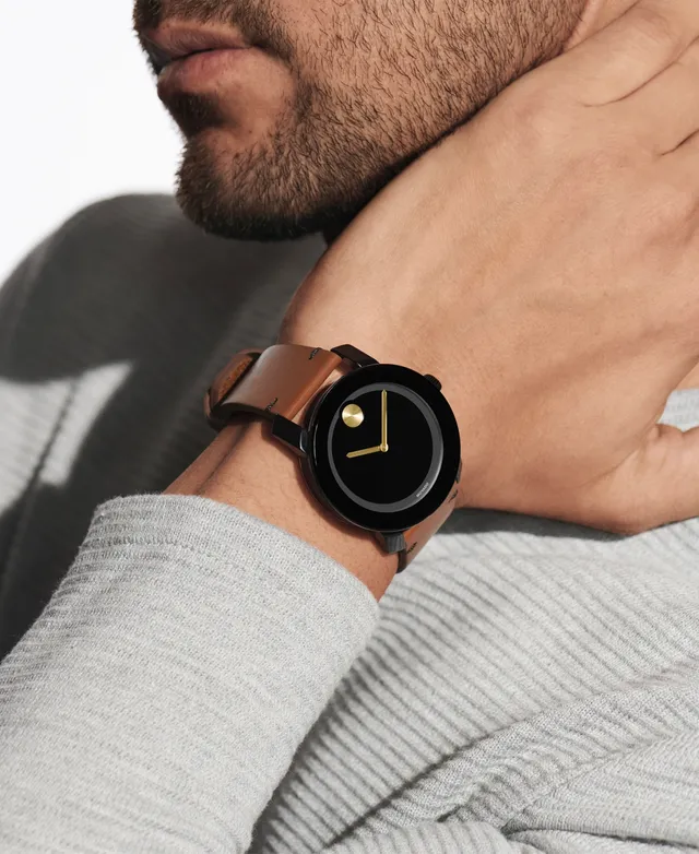 Movado Unisex Swiss Bold Rustic Brown Leather Strap Watch 42mm | MainPlace  Mall