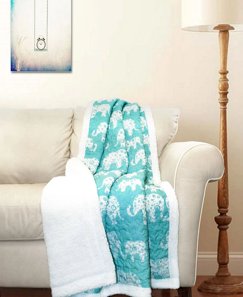 Lush Decor Elephant Print Sherpa Throw, 50" x 60"