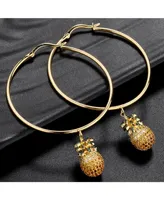 Noir Cubic Zirconia Pineapple Extra Large Hoop Earrings