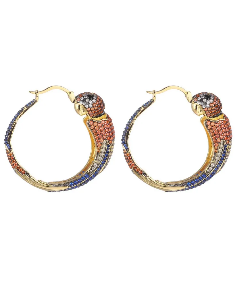 Noir Multi-Colored Cubic Zirconia Parrot Hoop Earring