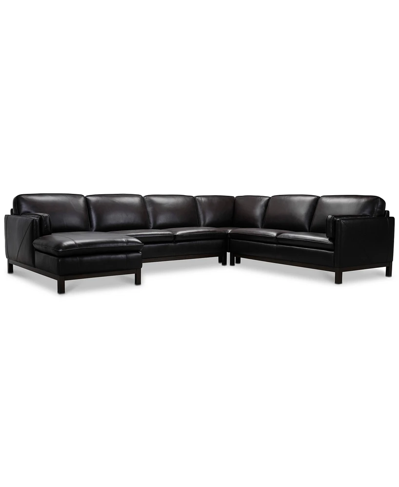 Virton 136" 4-Pc. Leather Chaise Sectional Sofa, Created for Macy's