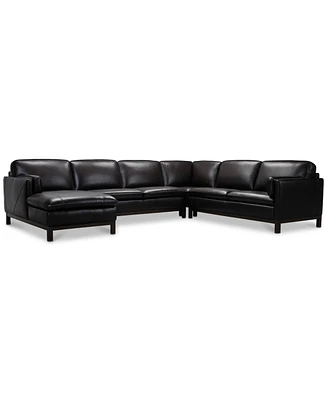 Closeout! Virton 136" 4-Pc. Leather Chaise Sectional Sofa, Created for Macy's