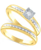 Diamond Bridal Set (1/10 ct. t.w.) 14k Gold Over Sterling Silver