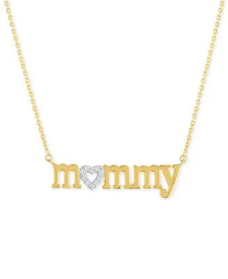 Diamond "Mommy" 18" Pendant Necklace (1/10 ct. t.w.) in 14k Gold Over Sterling Silver