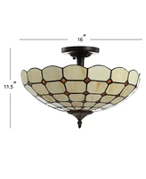 Jonathan Y Jennifer 16" Tiffany-Style Led Semi-Flush Mount