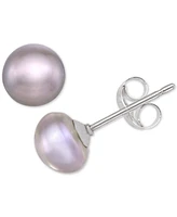 Cultured Freshwater Pearl Woven Necklace (4mm) & Stud Earrings (6mm) Set Sterling Silver