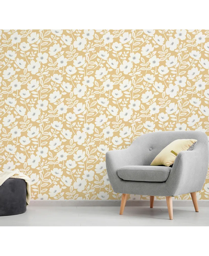 Brewster Home Fashions Bergman Scandi Flower Wallpaper - 396" x 20.5" x 0.025"