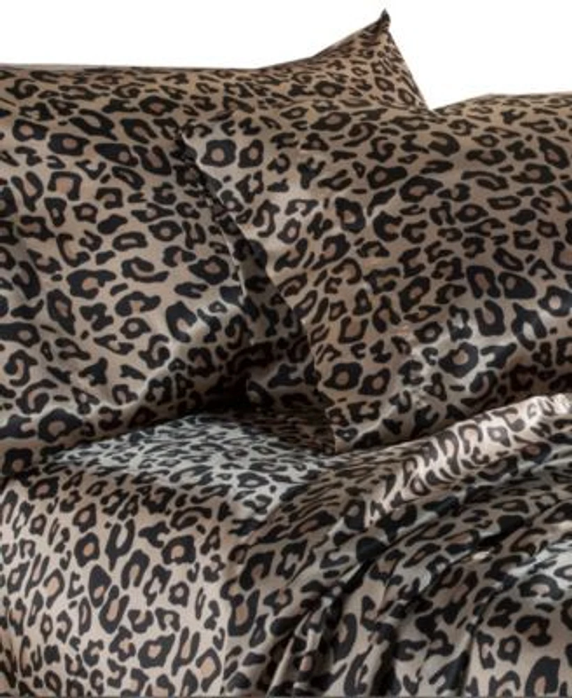 Beatrice Home Fashions Luxurious Leopard Satin Sheet Sets