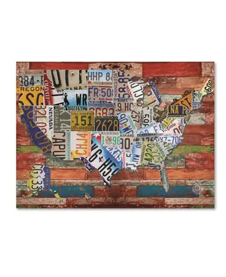 Masters Fine Art 'Usa License Plate on Colorful Wood' Canvas Art - 14" x 19"