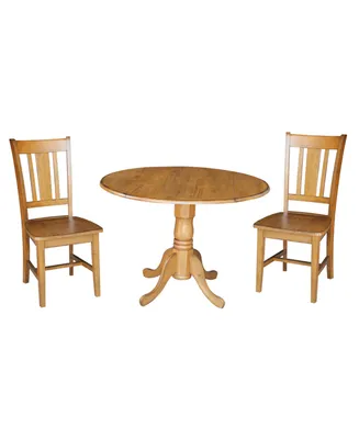 International Concepts 42" Dual Drop Leaf Table With 2 San Remo Chairs