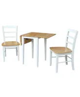 International Concepts Small Dual Drop Leaf Table With 2 Madrid Ladderback Chairs