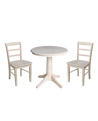 International Concepts 30" Round Top Pedestal Table- With 2 Madrid Chairs