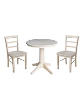 International Concepts 30" Round Top Pedestal Table- With 2 Madrid Chairs