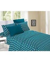 Elegant Comfort Geometric Printed Microfiber -Pc. Sheet Set