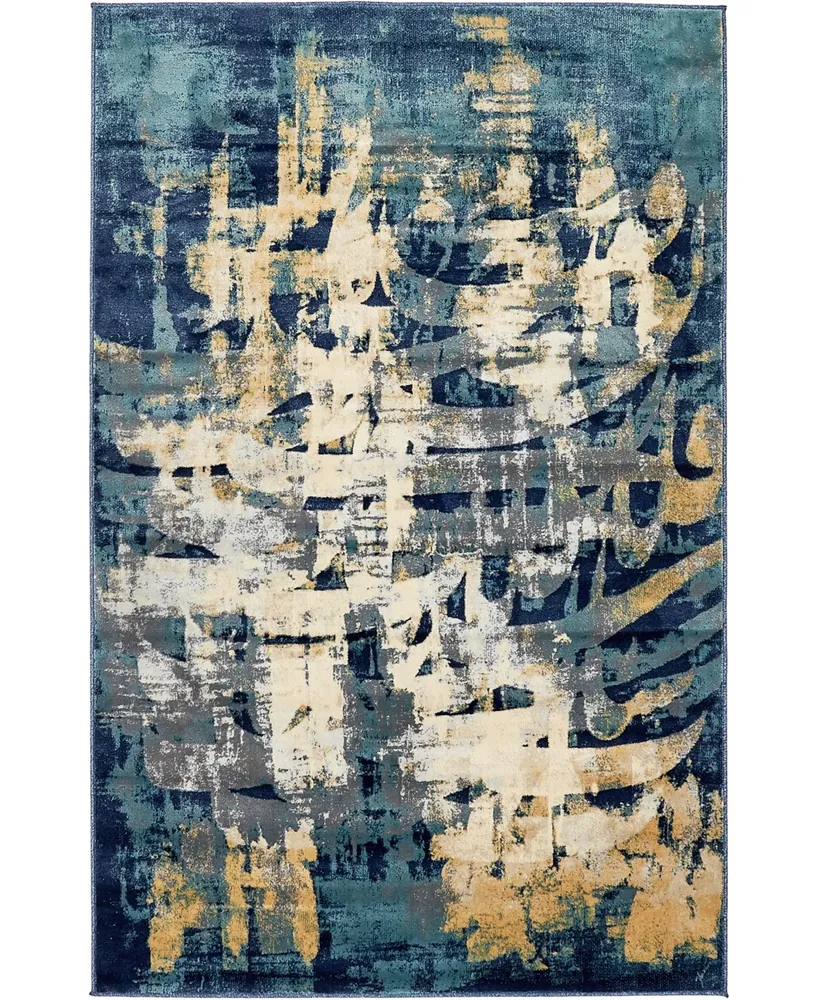 Bayshore Home Marblesea Mrb5 Navy Blue 5' x 8' Area Rug