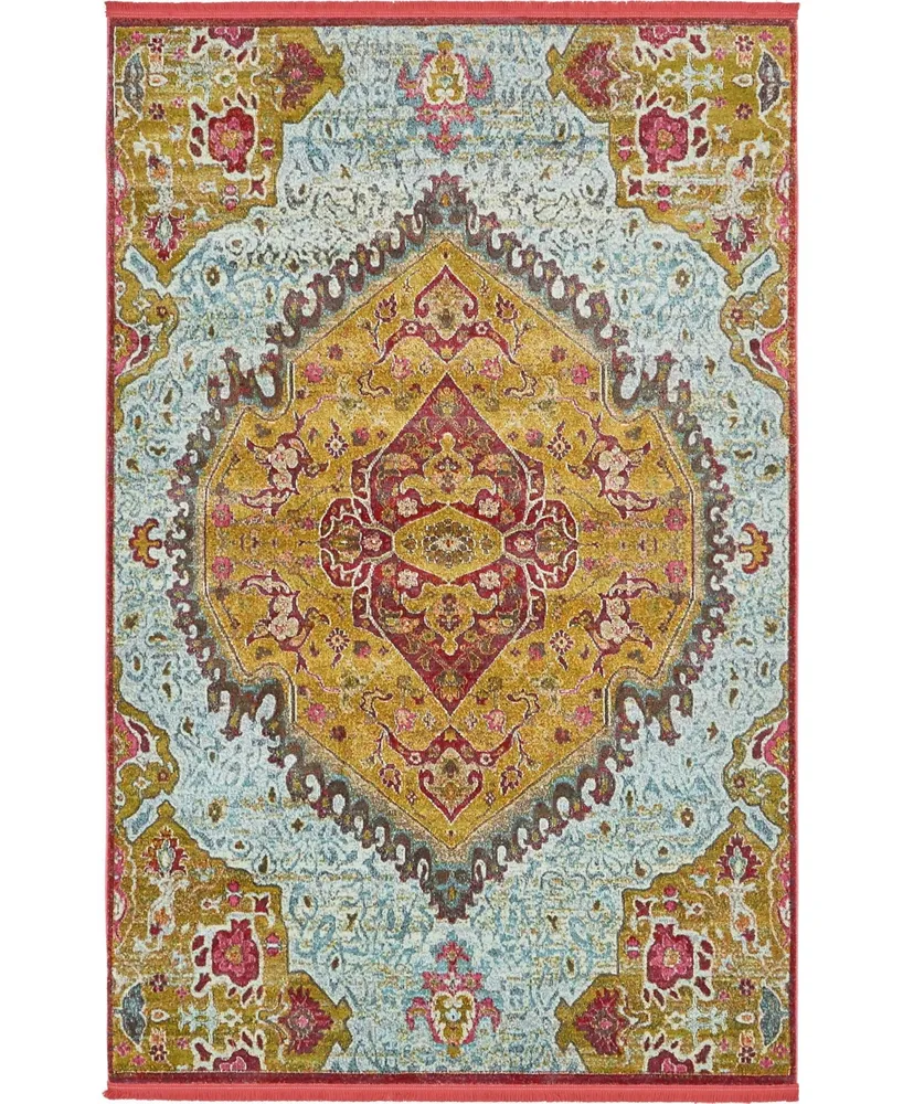 Closeout! Bayshore Home Kenna Ken1 Gold 5' 5" x 8' Area Rug