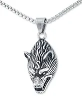 Legacy for Men by Simone I. Smith Men's Wolf Head 24" Pendant Necklace in Stainless Steel