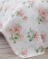 Laura Ashley Honeysuckle Cotton Reversible Piece Quilt Set