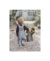 Gail Goodwin 'Boy With Sunflowers' Canvas Art - 24" x 32"