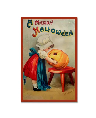 Vintage Apple Collection 'Halloween Stool Pumpkin' Canvas Art - 12" x 19"