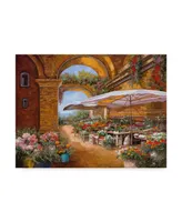 Guido Borelli 'Il Mercato Sotto i Portici' Canvas Art - 14" x 19"